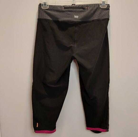 Lucy Women's Size XS Capri Leggings Athletic lucytech Black Pink - Picture 4 of 8